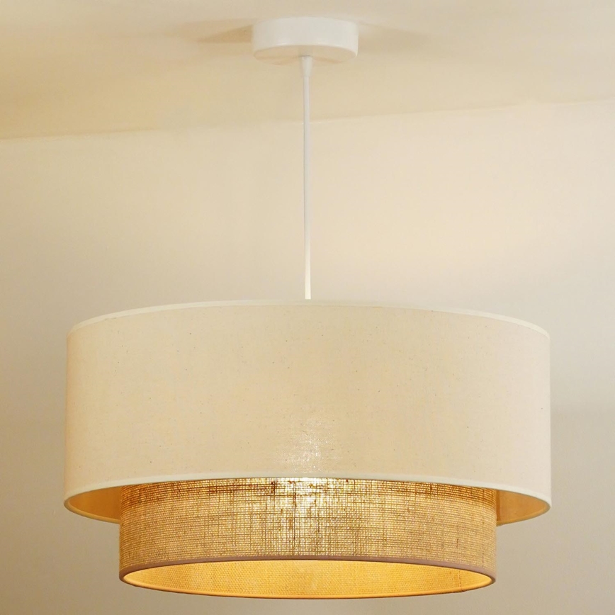 Duolla - Hängeleuchte BOHO 1xE27/40W/230V d 45 cm cremefarben/braun
