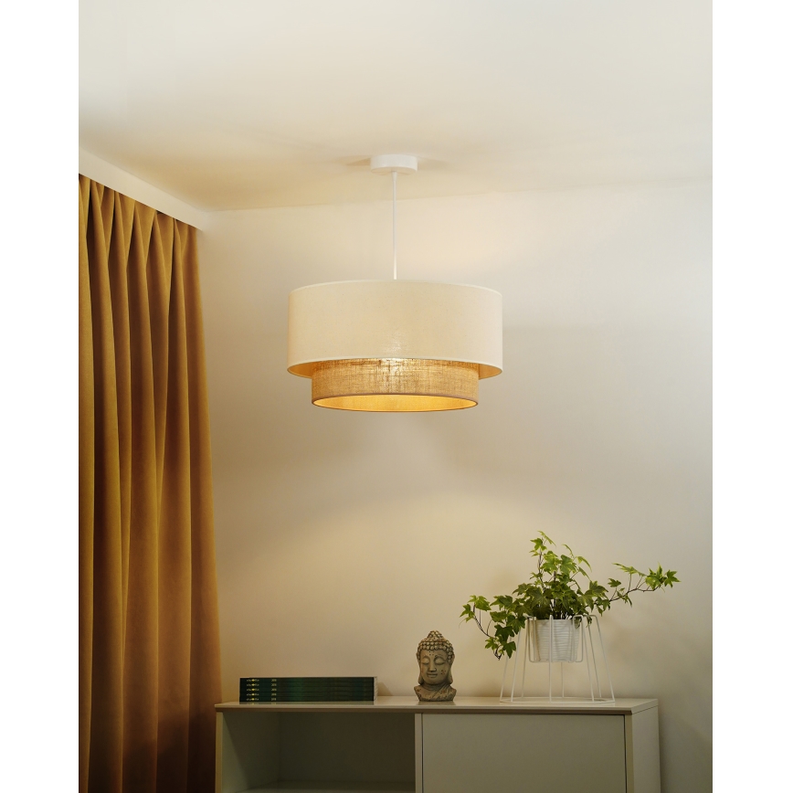 Duolla - Hängeleuchte BOHO 1xE27/40W/230V d 45 cm cremefarben/braun