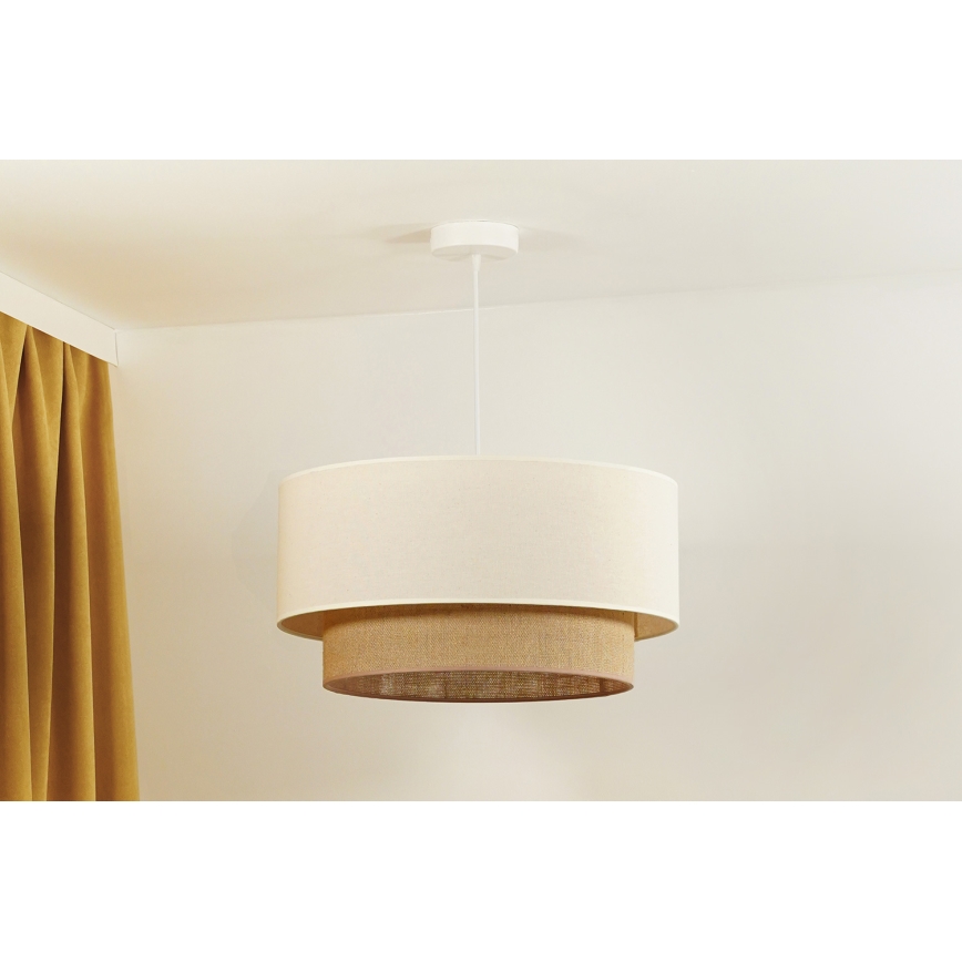 Duolla - Hängeleuchte BOHO 1xE27/40W/230V d 45 cm cremefarben/braun