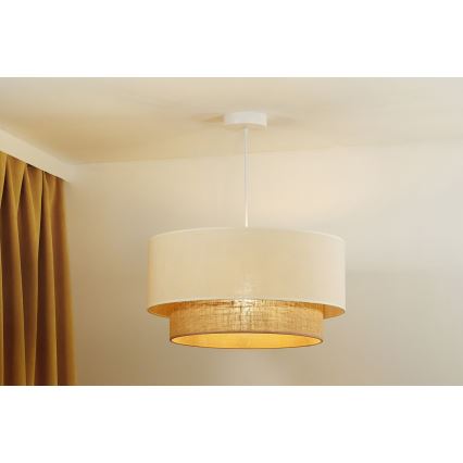 Duolla - Hängeleuchte BOHO 1xE27/40W/230V d 45 cm cremefarben/braun