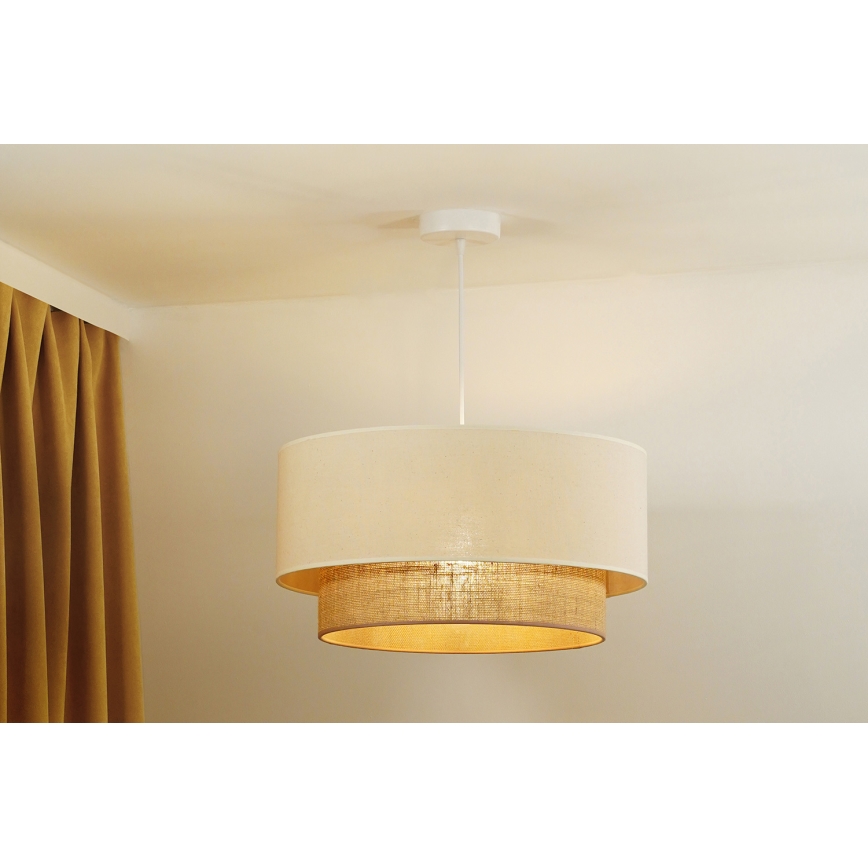 Duolla - Hängeleuchte BOHO 1xE27/40W/230V d 45 cm cremefarben/braun