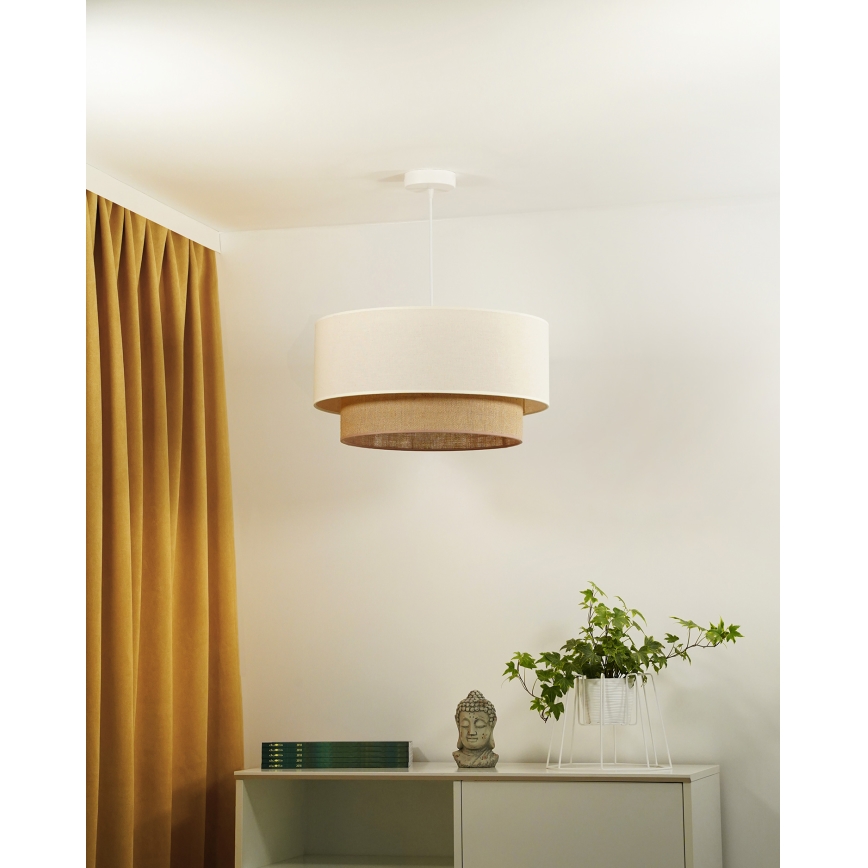 Duolla - Hängeleuchte BOHO 1xE27/40W/230V d 45 cm cremefarben/braun