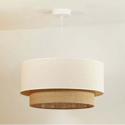 Duolla - Hängeleuchte BOHO 1xE27/40W/230V d 45 cm cremefarben/braun