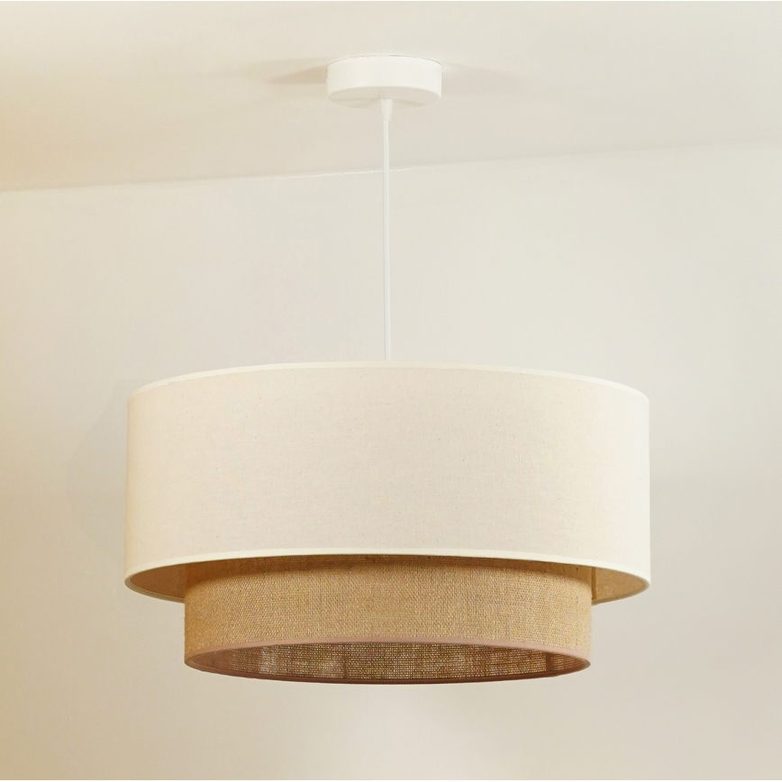 Duolla - Hängeleuchte BOHO 1xE27/40W/230V d 45 cm cremefarben/braun