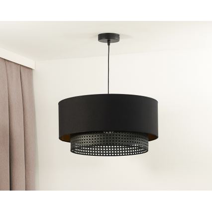 Duolla - Hängeleuchte BOHO RATTAN 1xE27/15W/230V d 45 cm schwarz