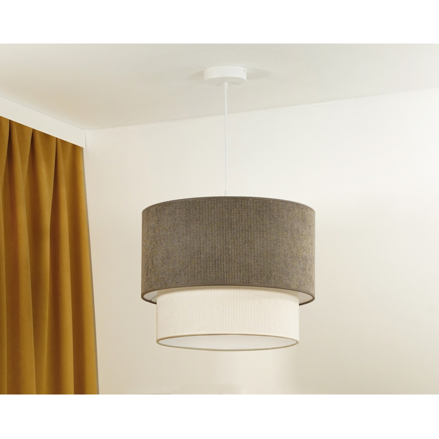 Duolla - Hängeleuchte CORDUROY 1xE27/15W/230V d 40 cm braun/cremefarben