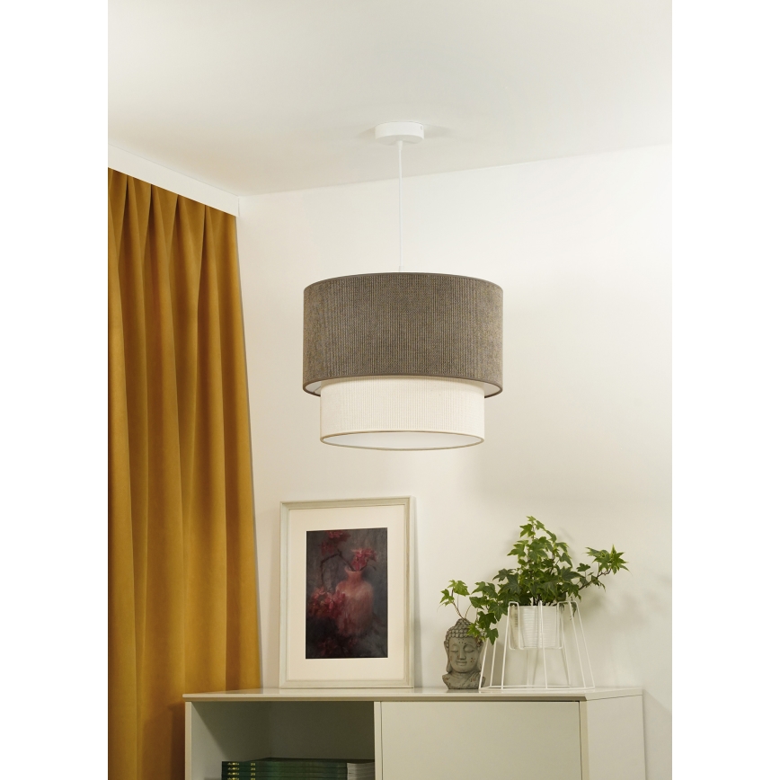 Duolla - Hängeleuchte CORDUROY 1xE27/15W/230V d 40 cm braun/cremefarben