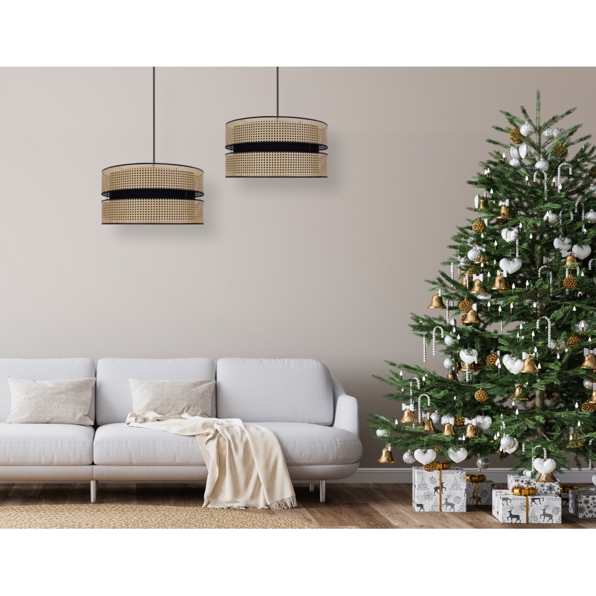 Duolla - Hängeleuchte DUO 1xE27/15W/230V d 40 cm Rattan/schwarz