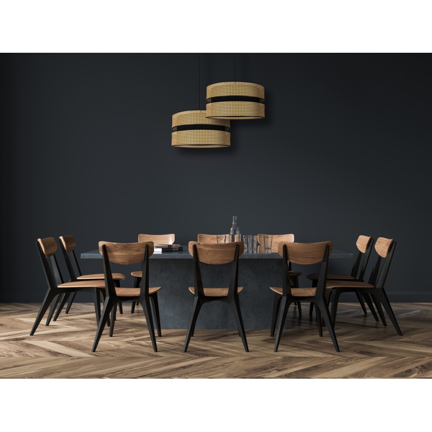 Duolla - Hängeleuchte DUO 1xE27/15W/230V d 40 cm Rattan/schwarz