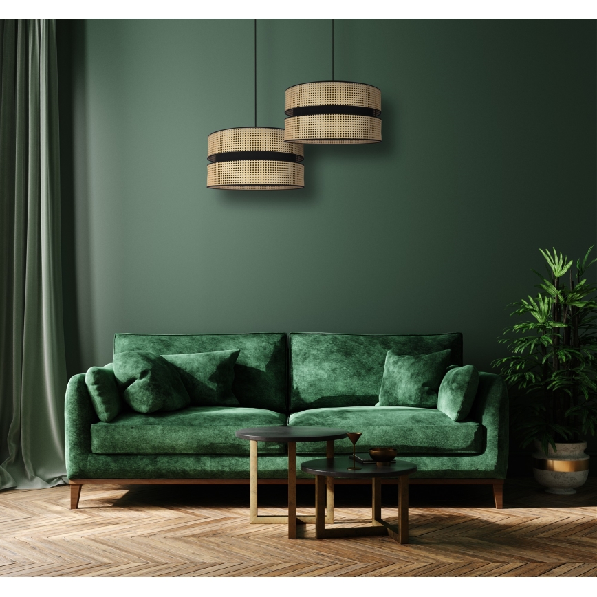 Duolla - Hängeleuchte DUO 1xE27/15W/230V d 40 cm Rattan/schwarz
