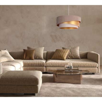 Duolla - Hängeleuchte KOBO 1xE27/15W/230V d 45 cm braun/golden/cremefarben