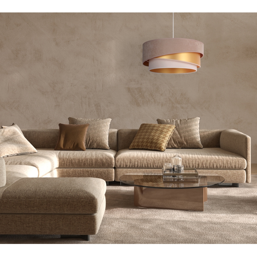 Duolla - Hängeleuchte KOBO 1xE27/15W/230V d 45 cm braun/golden/cremefarben