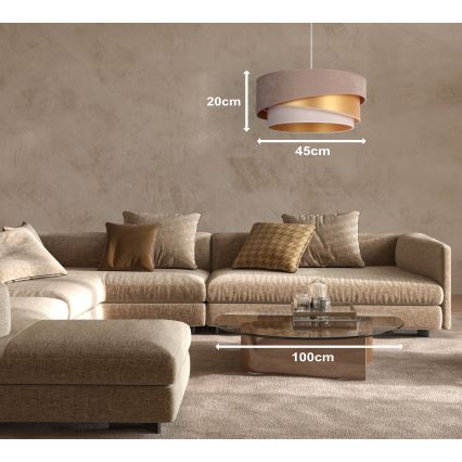 Duolla - Hängeleuchte KOBO 1xE27/15W/230V d 45 cm braun/golden/cremefarben