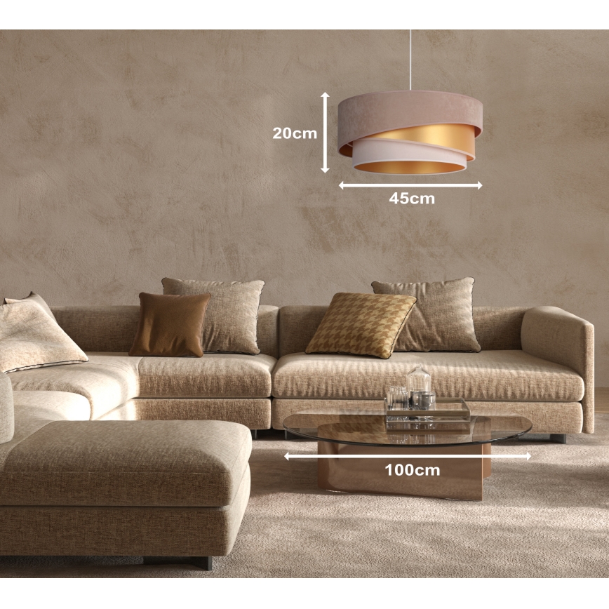 Duolla - Hängeleuchte KOBO 1xE27/15W/230V d 45 cm braun/golden/cremefarben