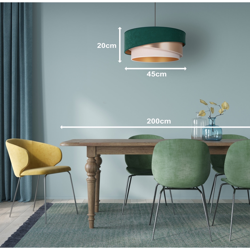 Duolla - Hängeleuchte KOBO 1xE27/15W/230V d 45 cm grün/roségolden/cremefarben