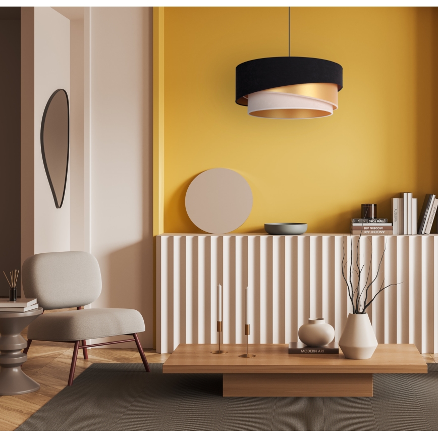 Duolla - Hängeleuchte KOBO 1xE27/15W/230V d 45 cm schwarz/golden/cremefarben