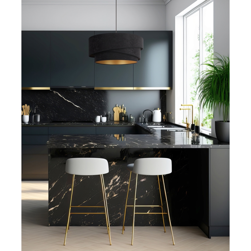 Duolla - Hängeleuchte KOBO 1xE27/15W/230V d 45 cm schwarz/golden