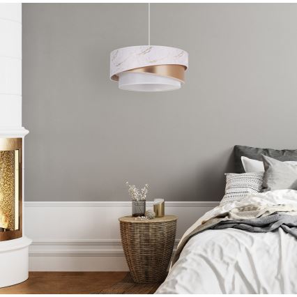 Duolla - Hängeleuchte KOBO 1xE27/15W/230V d 45 cm weiß/roségolden