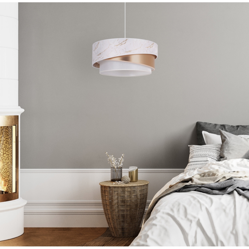 Duolla - Hängeleuchte KOBO 1xE27/15W/230V d 45 cm weiß/roségolden