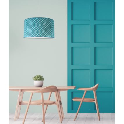 Duolla - Hängeleuchte MAROKO 1xE27/40W/230V d 45 cm türkisfarben/weiß