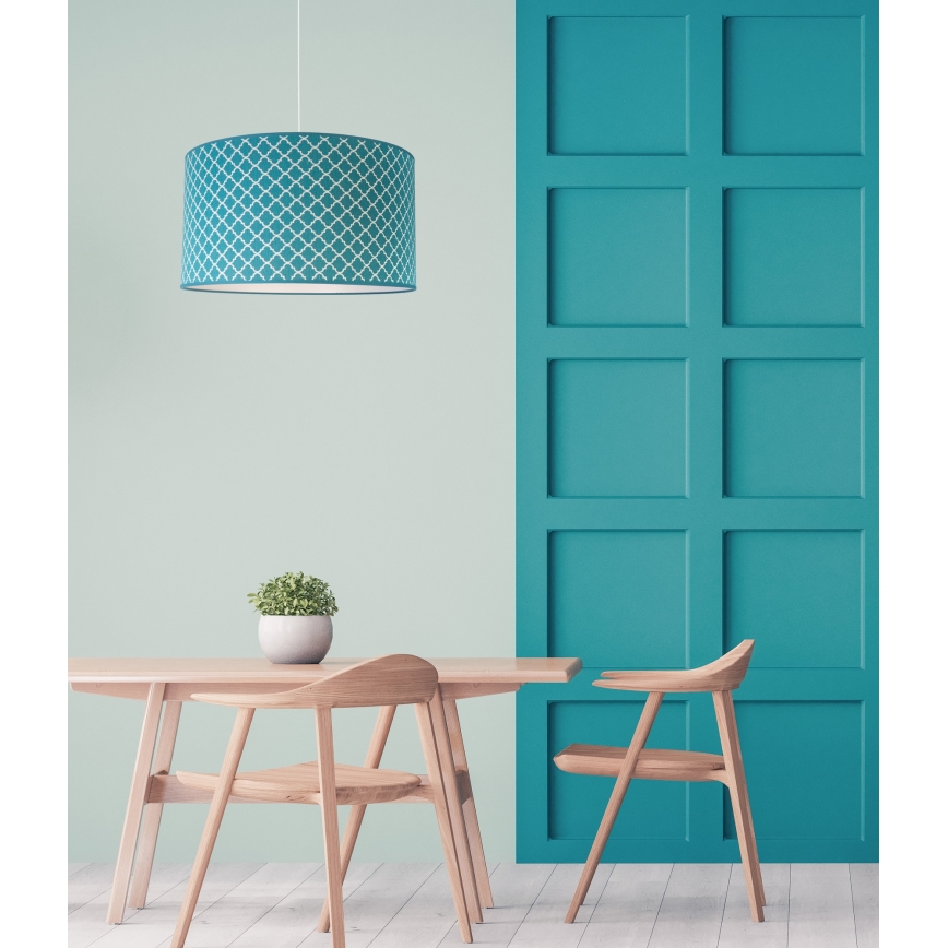 Duolla - Hängeleuchte MAROKO 1xE27/40W/230V d 45 cm türkisfarben/weiß