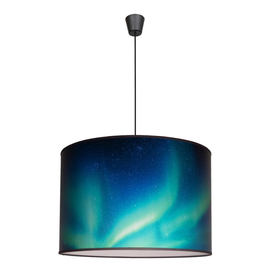 Duolla - Hängeleuchte PRINT L 1xE27/40W/230V d 45 cm schwarz/türkisfarben