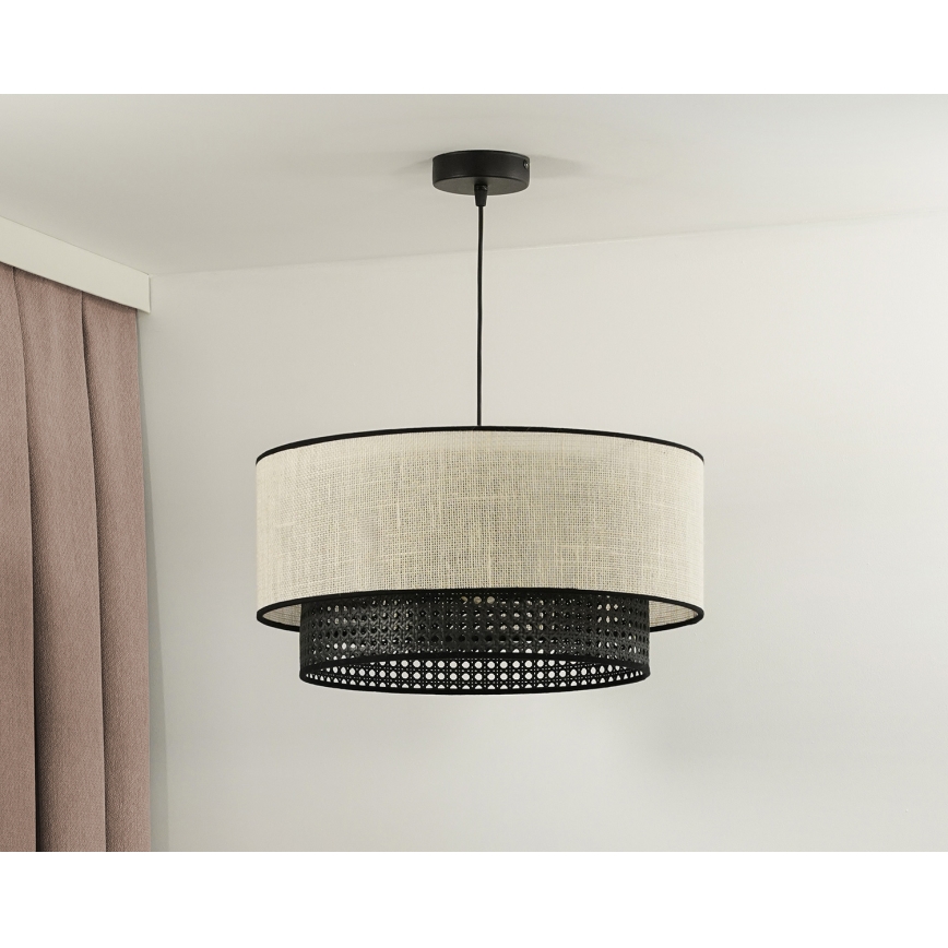 Duolla - Hängeleuchte RATTAN YUTE 1xE27/15W/230V d 45 cm cremefarben/schwarz