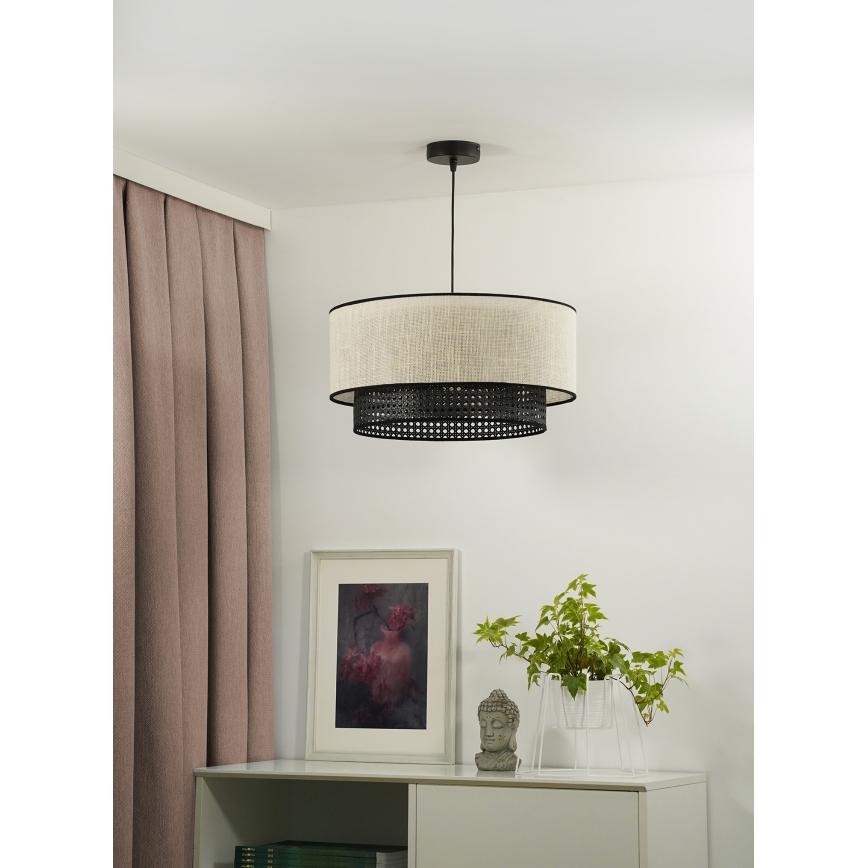 Duolla - Hängeleuchte RATTAN YUTE 1xE27/15W/230V d 45 cm cremefarben/schwarz