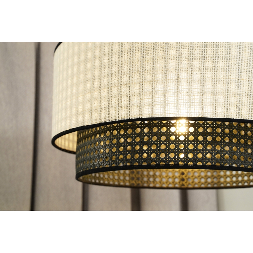 Duolla - Hängeleuchte RATTAN YUTE 1xE27/15W/230V d 45 cm cremefarben/schwarz