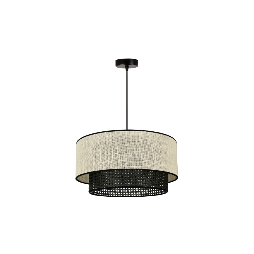 Duolla - Hängeleuchte RATTAN YUTE 1xE27/15W/230V d 45 cm cremefarben/schwarz