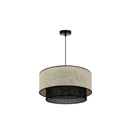 Duolla - Hängeleuchte RATTAN YUTE 1xE27/15W/230V d 45 cm cremefarben/schwarz