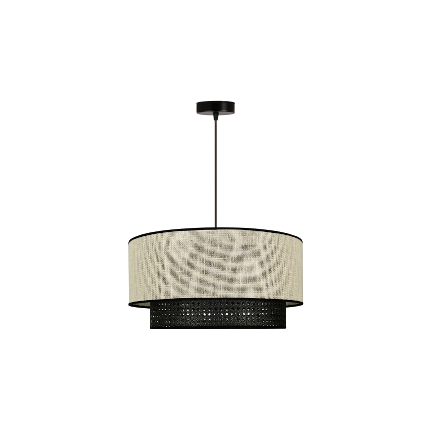 Duolla - Hängeleuchte RATTAN YUTE 1xE27/15W/230V d 45 cm cremefarben/schwarz
