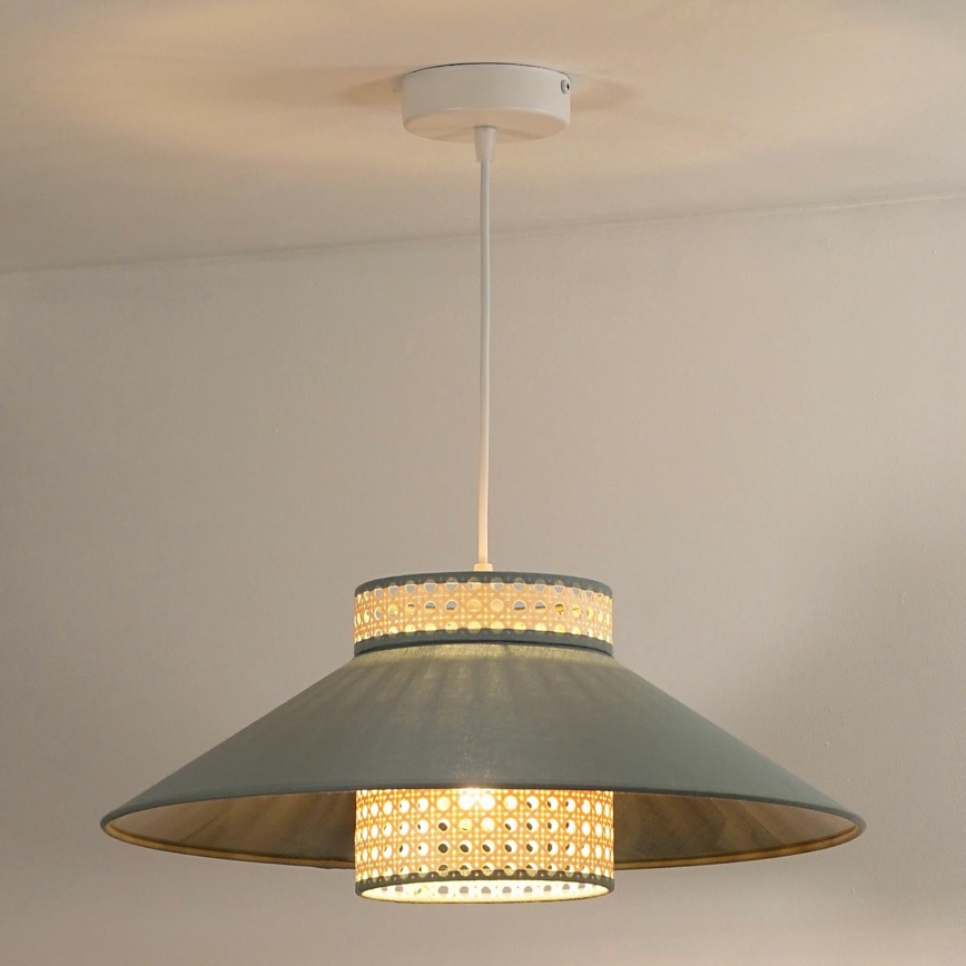 Duolla - Hängeleuchte RIO RATTAN 1xE27/15W/230V d 45 cm grün/Rattan