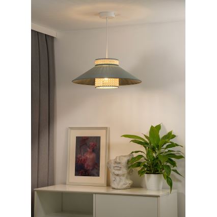 Duolla - Hängeleuchte RIO RATTAN 1xE27/15W/230V d 45 cm grün/Rattan