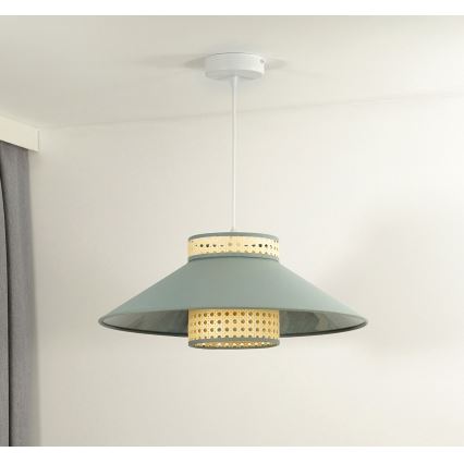 Duolla - Hängeleuchte RIO RATTAN 1xE27/15W/230V d 45 cm grün/Rattan