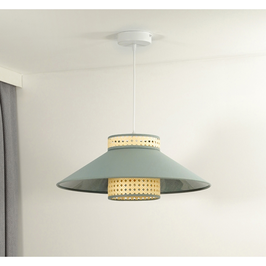 Duolla - Hängeleuchte RIO RATTAN 1xE27/15W/230V d 45 cm grün/Rattan