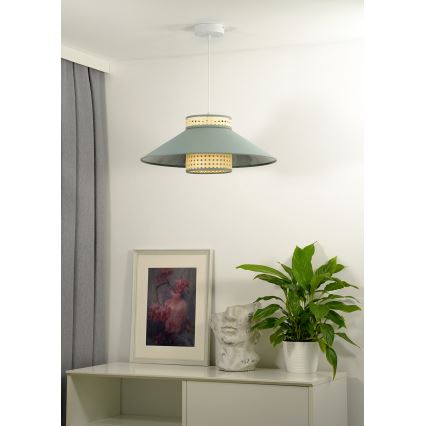 Duolla - Hängeleuchte RIO RATTAN 1xE27/15W/230V d 45 cm grün/Rattan