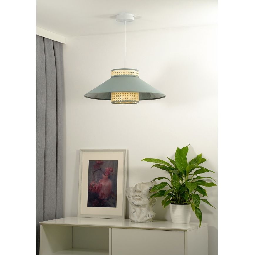 Duolla - Hängeleuchte RIO RATTAN 1xE27/15W/230V d 45 cm grün/Rattan