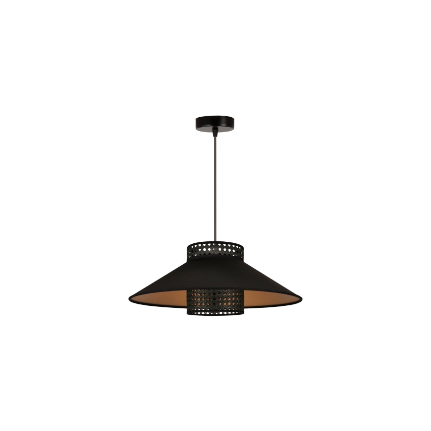 Duolla - Hängeleuchte RIO RATTAN 1xE27/15W/230V d 45 cm schwarz/golden