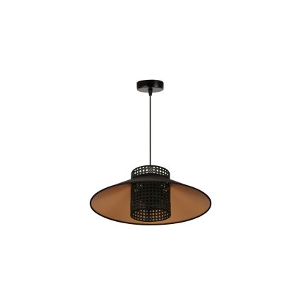 Duolla - Hängeleuchte RIO RATTAN 1xE27/15W/230V d 45 cm schwarz/golden