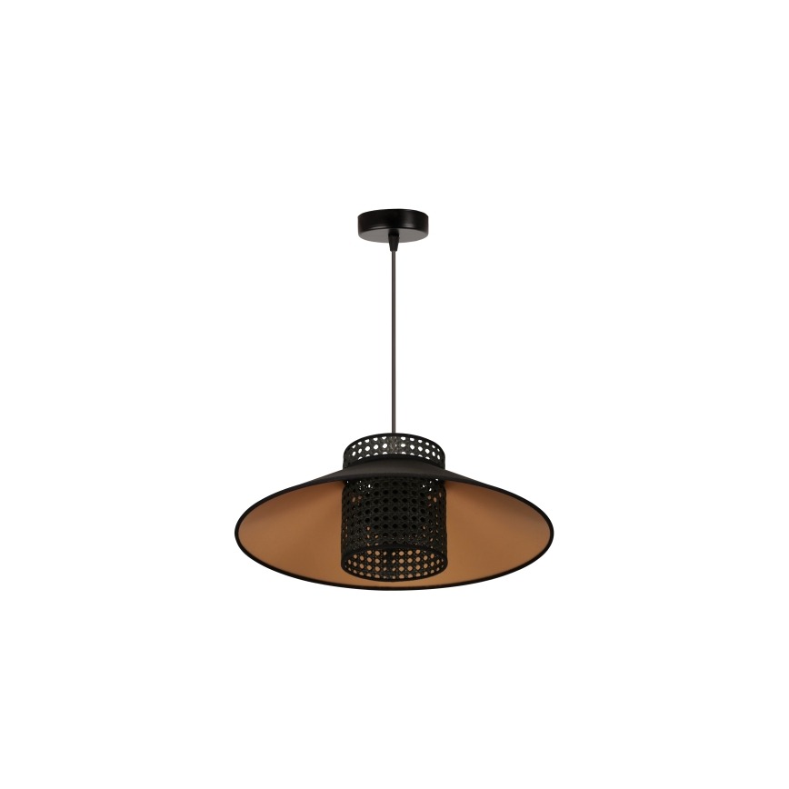 Duolla - Hängeleuchte RIO RATTAN 1xE27/15W/230V d 45 cm schwarz/golden