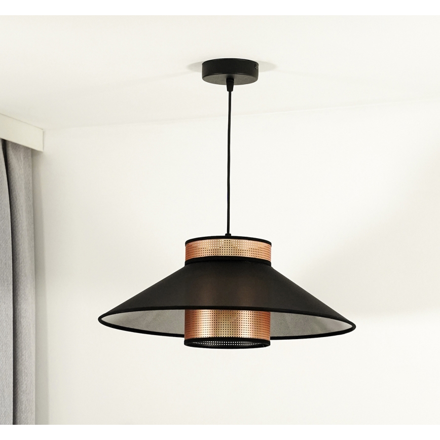 Duolla - Hängeleuchte RIO SHINY 1xE27/15W/230V d 45 cm schwarz/kupfern