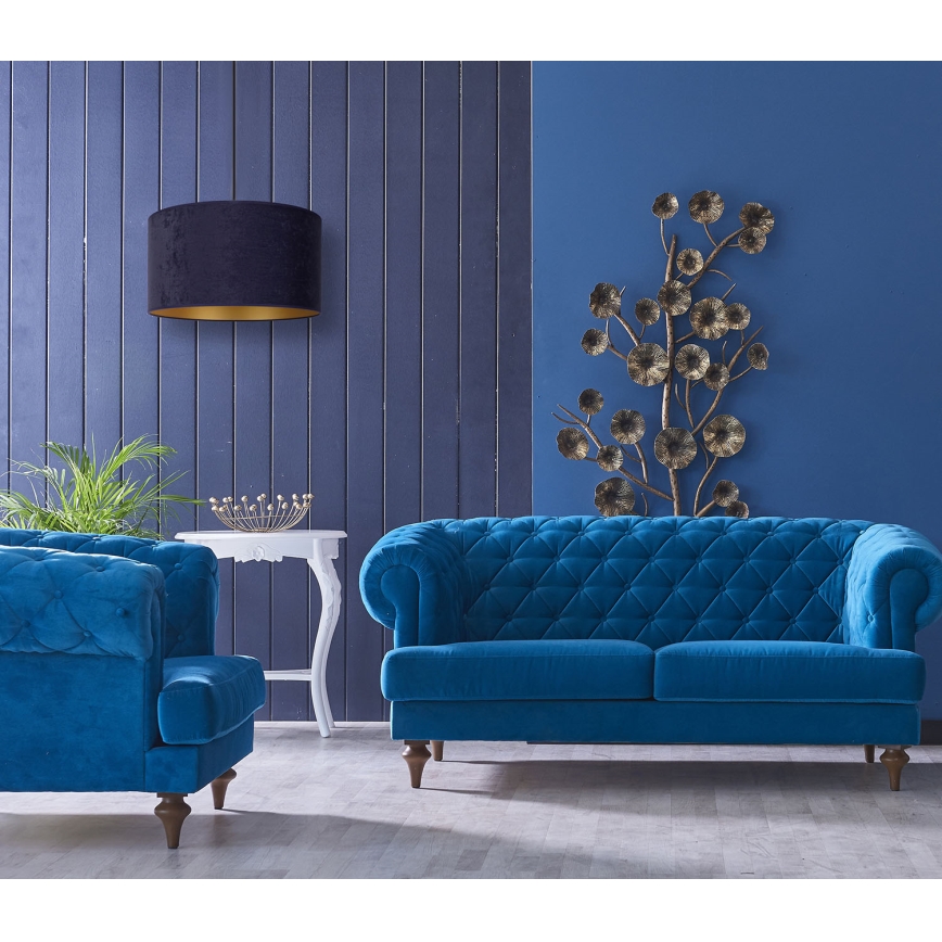 Duolla - Hängeleuchte ROLLER 1xE27/15W/230V d 40 cm blau/golden