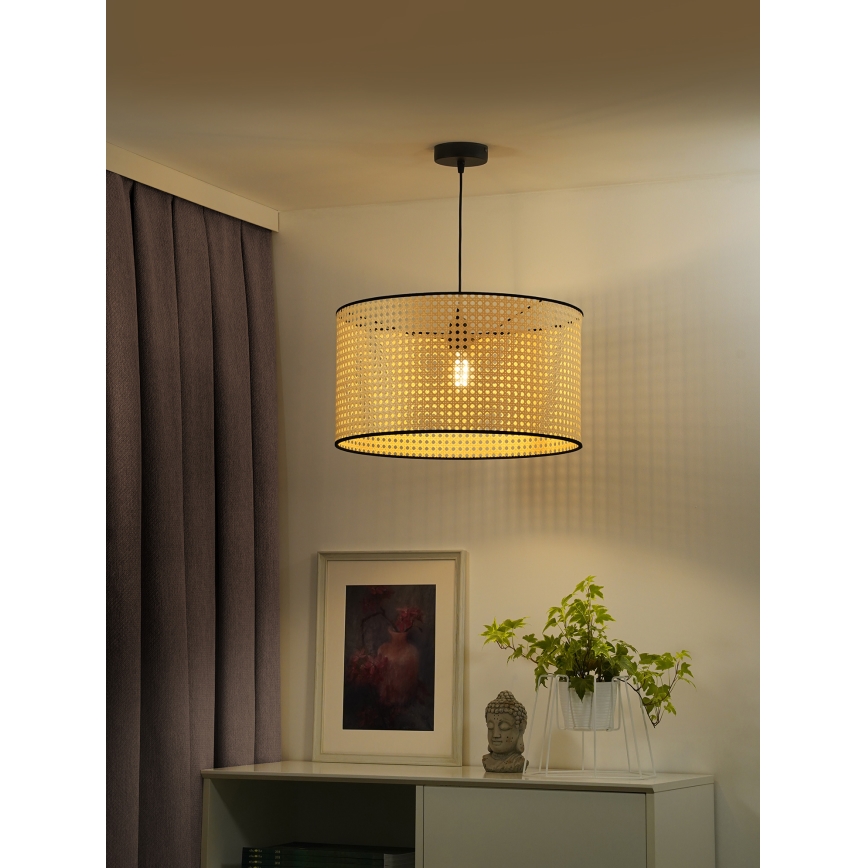 Duolla - Hängeleuchte ROLLER 1xE27/15W/230V d 45 cm Rattan/schwarz