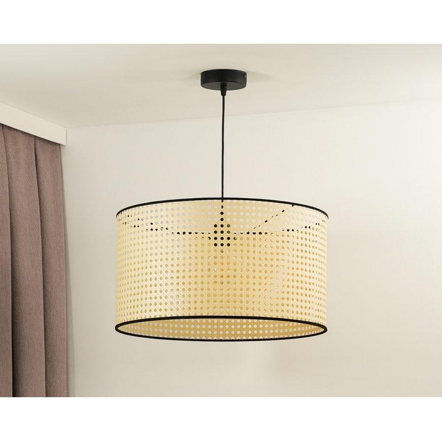 Duolla - Hängeleuchte ROLLER 1xE27/15W/230V d 45 cm Rattan/schwarz