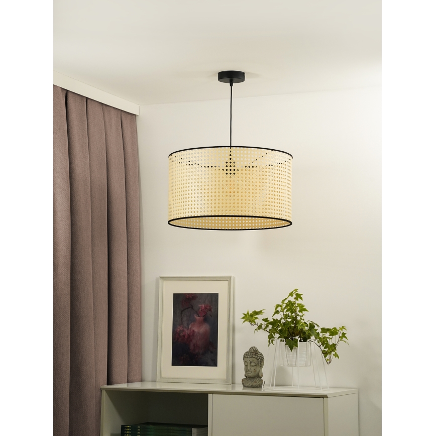Duolla - Hängeleuchte ROLLER 1xE27/15W/230V d 45 cm Rattan/schwarz