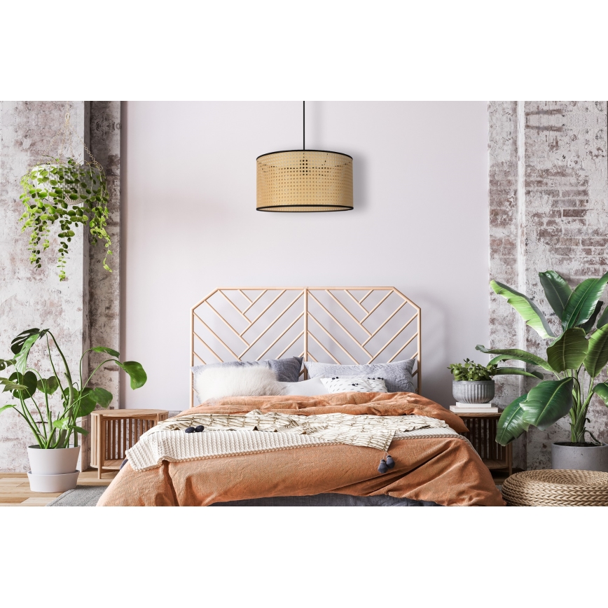 Duolla - Hängeleuchte ROLLER 1xE27/15W/230V d 45 cm Rattan/schwarz
