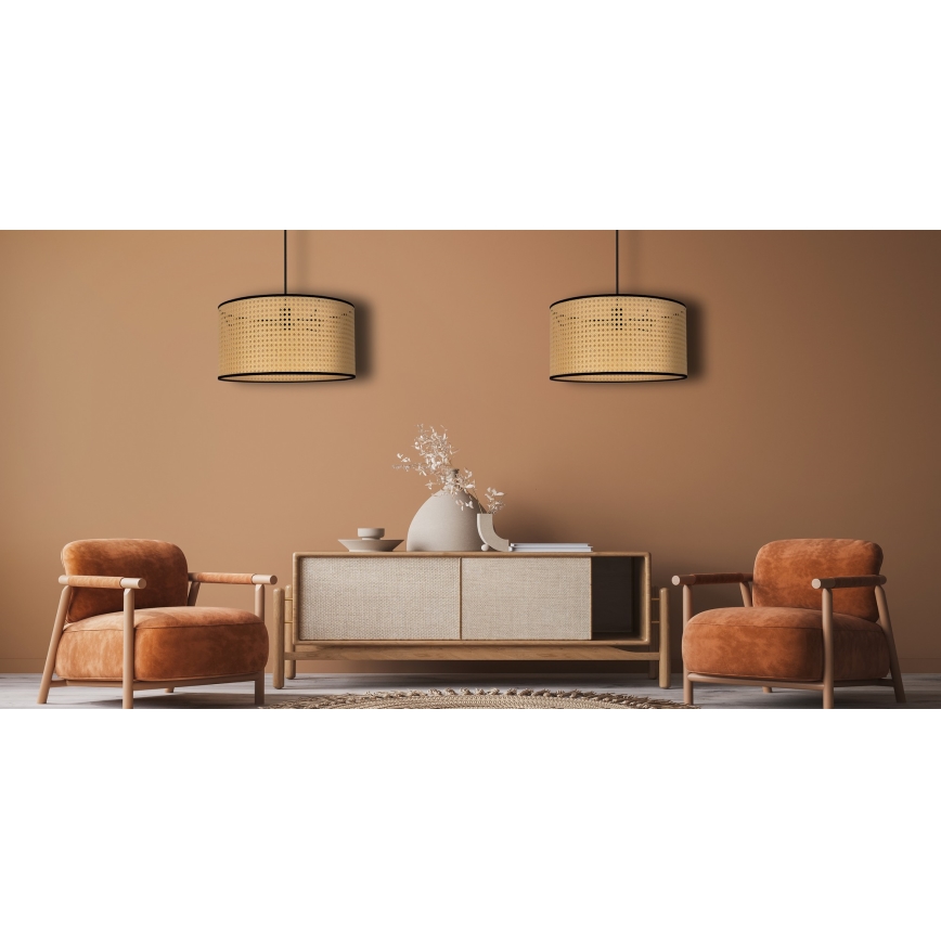 Duolla - Hängeleuchte ROLLER 1xE27/15W/230V d 45 cm Rattan/schwarz