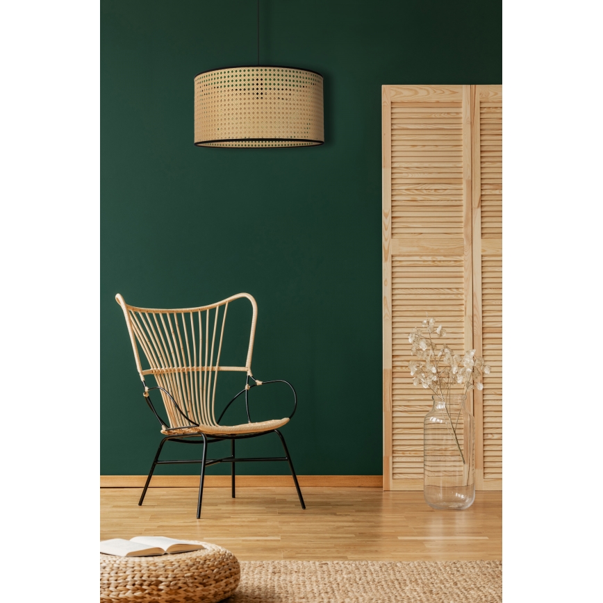 Duolla - Hängeleuchte ROLLER 1xE27/15W/230V d 45 cm Rattan/schwarz