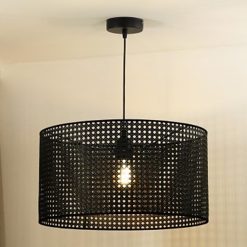 Duolla - Hängeleuchte ROLLER RATTAN 1xE27/15W/230V d 45 cm schwarz